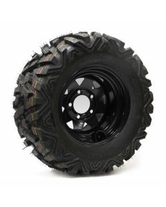 25/10-12 6 ply P350 Wanda Hakuba ATV tire and 12" 5 holes black rim and valve protector