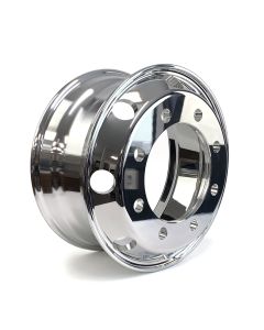 17 1/2" x 6 3/4" 8 holes 5500 lbs mirror polished aluminum double rim (15K axle)