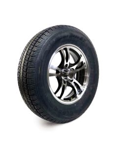 205/75R15 6 ply LRC 1820 lbs radial Castle Rock tire and 15" 5 holes aluminum Jaguar rim