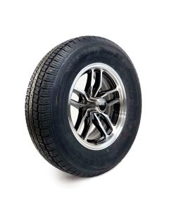 205/75R15 6 ply LRC 1820 lbs radial Castle Rock tire and 15" 5 holes black aluminum Osprey rim