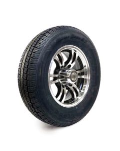 205/75R15 6 ply LRC 1820 lbs radial Castle Rock tire and 15" 6 holes black aluminum Jaguar rim