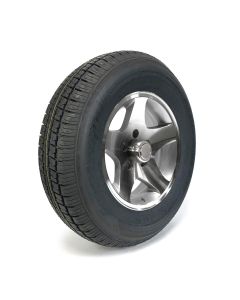 205/75R14 6 ply LRC 1760 lbs radial Castle Rock tire and 14" 5 holes aluminum Five Star rim