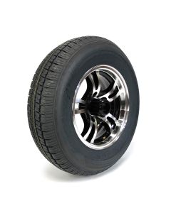 205/75R14 6 ply LRC 1760 lbs radial Castle Rock tire and 14" 5 holes aluminum Jaguar rim