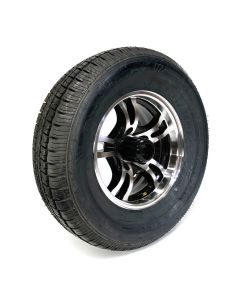 205/75R14 8 ply LRD 2040 lbs radial Castle Rock tire and 14" 5 holes aluminum Jaguar rim