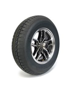 205/75R14 6 ply LRC 1760 lbs radial Castle Rock tire and 14" 5 holes black aluminum Osprey rim