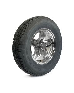 175/80R13 6 ply LRC 1360 lbs radial Castle Rock tire and 13" 5 holes aluminum Lynx rim