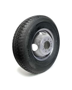Pneu radial 235/85R16 12 plis LRF 3960 lbs Castle Rock et jante 16" 8 trous double grise