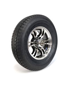 225/75R15 8 ply LRD 2450 lbs radial Castle Rock tire and 15" 6 holes aluminum Jaguar rim
