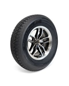 225/75R15 10 ply LRE 2830 lbs radial Castle Rock tire and 15" 5 holes black aluminum Osprey rim