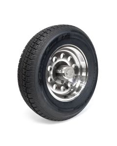 225/75R15 10 ply LRE 2830 lbs radial Castle Rock tire and 15" 6 holes aluminum modular rim