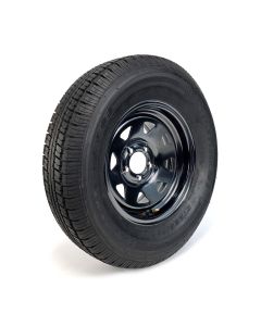 225/75R15 8 ply LRD 2540 lbs radial Castle Rock tire and 15" 5 holes black rally rim