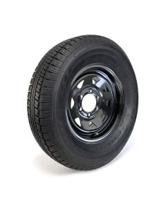 225/75R15 8 ply LRD 2540 lbs radial Castle Rock tire and 15" 6 holes black rally rim