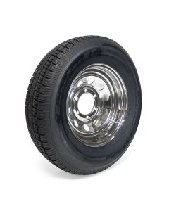 225/75R15 10 ply LRE 2830 lbs radial Castle Rock tire and 15" 6 holes chrome rim