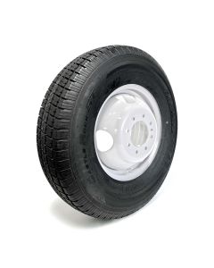 235/85R16 12 ply LRF 3960 lbs radial Castle Rock tire and 16" 8 holes white double rim