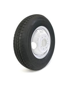 235/80R16 10 ply LRE 3520 lbs radial Castle Rock tire and 16" 8 holes white double rim