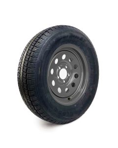 205/75R15 6 ply LRC 1820 lbs radial Castle Rock tire and 15" 5 holes grey modular rim