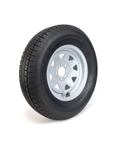 225/75R15 8 ply LRD 2540 lbs radial Castle Rock tire and 15" 5 holes rally rim with valve protector
