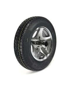 Pneu radial ST145R12 10 plis LRE 1520 lbs Hakuba et jante 12" 5 trous Five Star aluminium