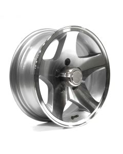 14" x 5 1/2" 5 holes 2040 lbs aluminum Five Star rim and cap