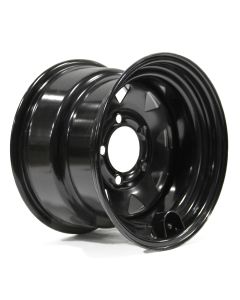 12" x 8 1/2" 5 holes 1045 lbs black rim and valve protector