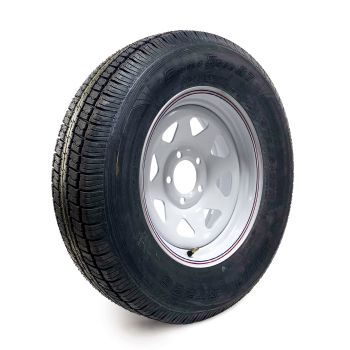 Pneu radial 205/75R15 6 plis LRC 1820 lbs Castle Rock et jante 15" 5 trous rally