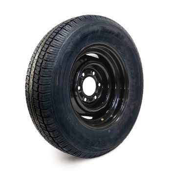 205/75R15 6 ply LRC 1820 lbs radial Castle Rock tire and 15" 6 holes black rim