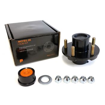 Moyeu 5 goujons 1/2" B.C. 4,5" 2K cône 1" roue 8"-12" assemblé et graissé complet (en boîte) FRAMECO