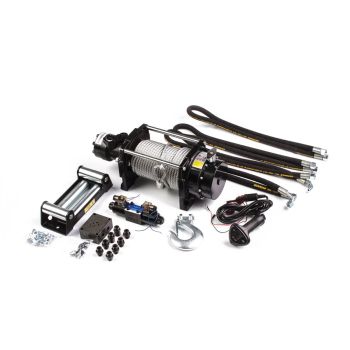 20K hydraulic winch with wire remote control (85' steel cable)