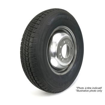 235/80R16 10 ply LRE 3520 lbs radial Castle Rock tire and 16" 8 holes galvanized double rim (USE)