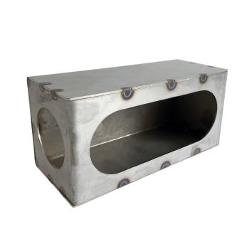 8" x 4" x 3 1/2" stainless steel box for 6 1/2" x 2 1/4" oval light and 2" round (horizontal) 8" x 4" x 3 1/2" stainless steel box for 6 1/2" x 2 1/4" oval light and 2" round (horizontal)