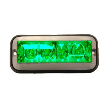 Lumière d'urgence LED 4 7/8" x 2" verte 4 diodes 9-36V (stroboscopique)
