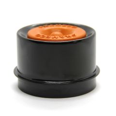 2" black dust cap and orange rubber E-Z Lube FRAMECO