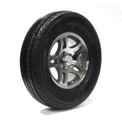 Pneu radial 225/75R15 6 plis LRC 2150 lbs Sterling et jante 15" 5 trous aluminium modèle-S5