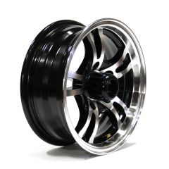 14" x 5 1/2" 5 holes 2040 lbs black aluminum Jaguar rim and cap