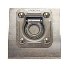 4 1/2" x 4 3/4" 5K zinc plated tie-down ring and 6 1/2" x 6 1/2" reinforcing plate