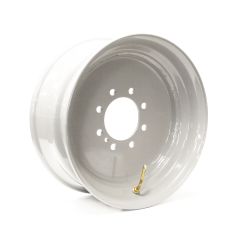17 1/2" x 6 3/4" 8 holes 6005 lbs white rim (10K-12K axle)