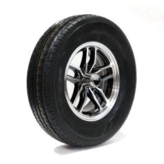 Pneu radial 225/75R15 6 plis LRC 2150 lbs Sterling et jante 15" 5 trous aluminium noir Osprey