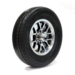 225/75R15 6 ply LRC 2150 lbs radial Sterling tire and 15" 6 holes black aluminum Condor rim