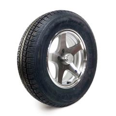 Pneu radial 205/75R15 6 plis LRC 1820 lbs Castle Rock et jante 15" 5 trous Five Star aluminium