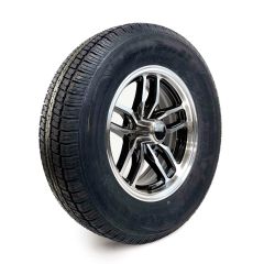 Pneu radial 205/75R15 6 plis LRC 1820 lbs Castle Rock et jante 15" 5 trous aluminium noir Osprey
