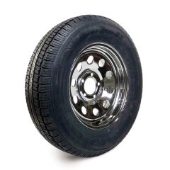 Pneu radial 205/75R15 6 plis LRC 1820 lbs Castle Rock et jante 15" 5 trous chrome