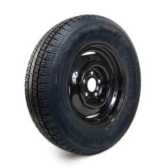 Pneu radial 205/75R15 6 plis LRC 1820 lbs Castle Rock et jante 15" 5 trous noire