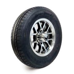 205/75R15 6 ply LRC 1820 lbs radial Castle Rock and 15" 6 holes black aluminum Condor rim