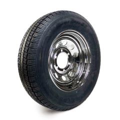 ST205/75R15 6 ply LRC 1820 lbs radial Castle Rock tire and 15" 6 holes chrome rim