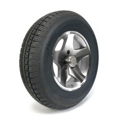 Pneu radial 205/75R14 6 plis LRC 1760 lbs Castle Rock et jante 14" 5 trous Five Star aluminium