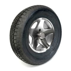 Pneu radial 205/75R14 8 plis LRD 2040 lbs Castle Rock et jante 14" 5 trous Five Star aluminium