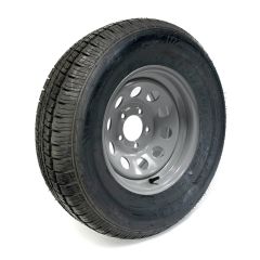 Pneu radial 205/75R14 8 plis LRD 2040 lbs Castle Rock et jante 14" 5 trous modulaire acier grise