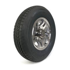 Pneu radial 235/80R16 10 plis LRE 3520 lbs Castle Rock et jante 16" 8 trous aluminium modèle-S5