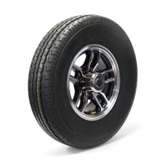 Pneu radial 235/85R16 12 plis LRF 3960 lbs Sterling et jante 16" 8 trous aluminium noir Osprey