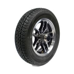 ST145R12 10 ply LRE 1520 lbs radial Sterling tire and 12" 5 holes black aluminum Osprey rim